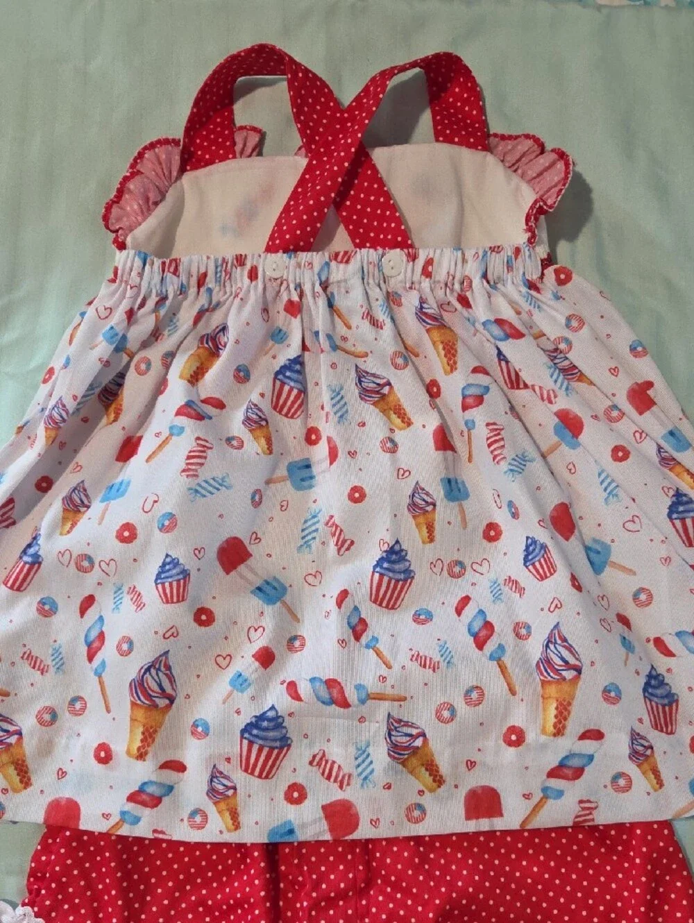 Girls Red Polka Dot Ice Cream Print Tank & Shorts Set - Kids Accessories